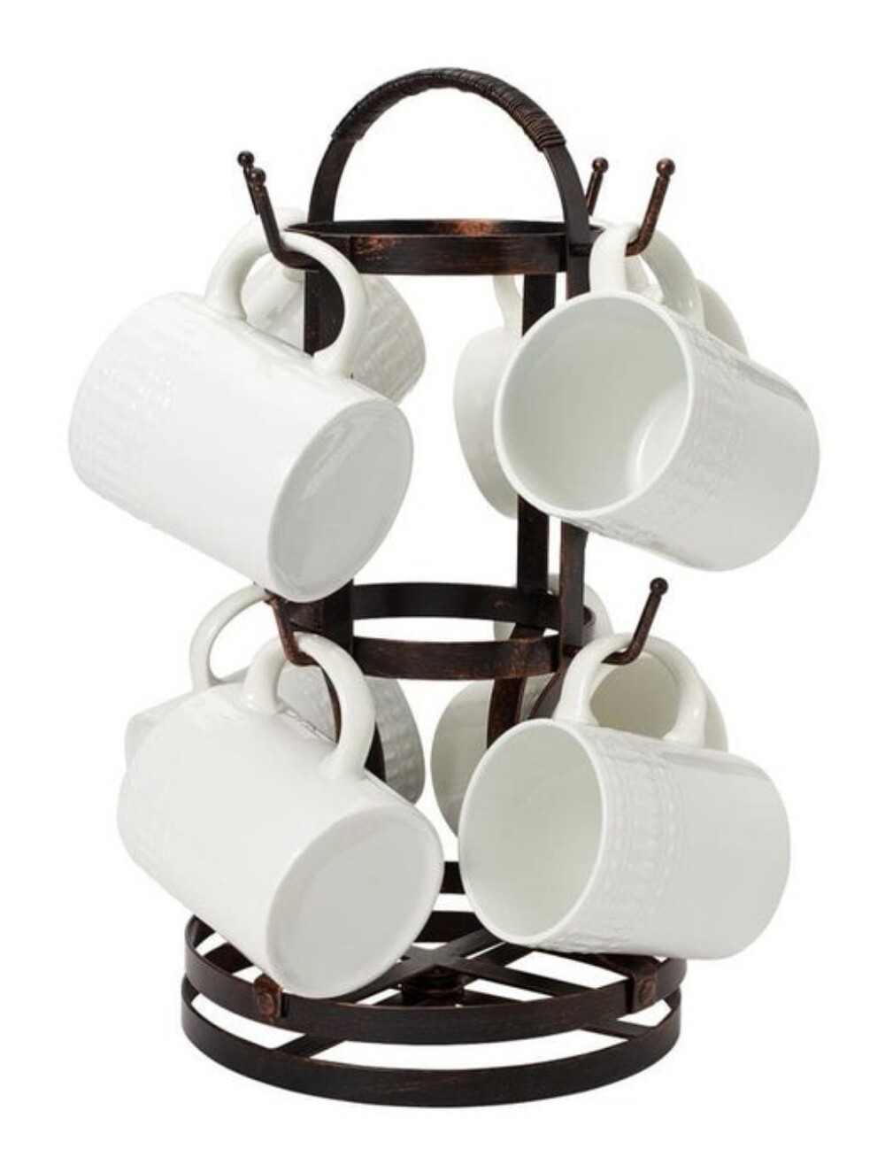 Metal Mug Tree Metal Holds 8 Mugs Rotating Mug Organizer approximately 8"x15"